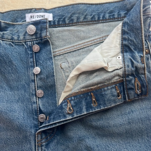 NWT RE/DONE 70s Stove Pipe Button Fly Straight Crop Jeans Medium Blue - Picture 7 of 7